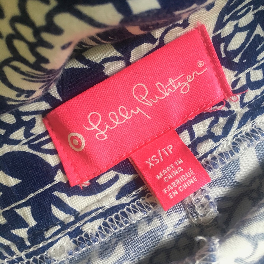 Lilly Pulitzer Blue & White FISH Flouncy Short-Shorts with Pom-Pom Fringe XS - Picture 6 of 9